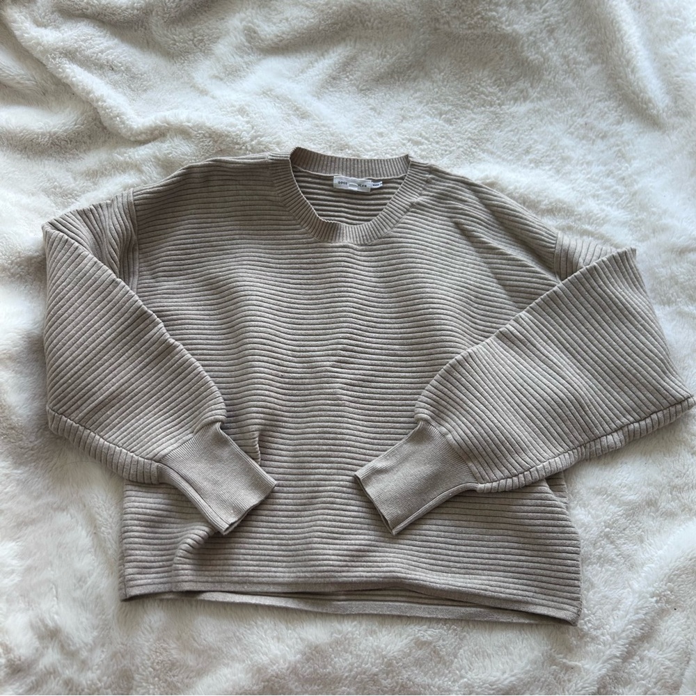 Good American RWomen's Ribbed Beige Sweater